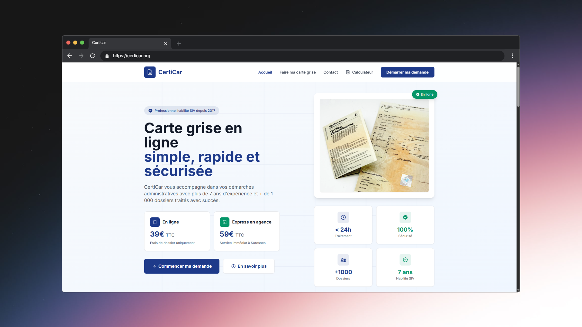 Carte grise en ligne. Simple, rapide et sécurisée