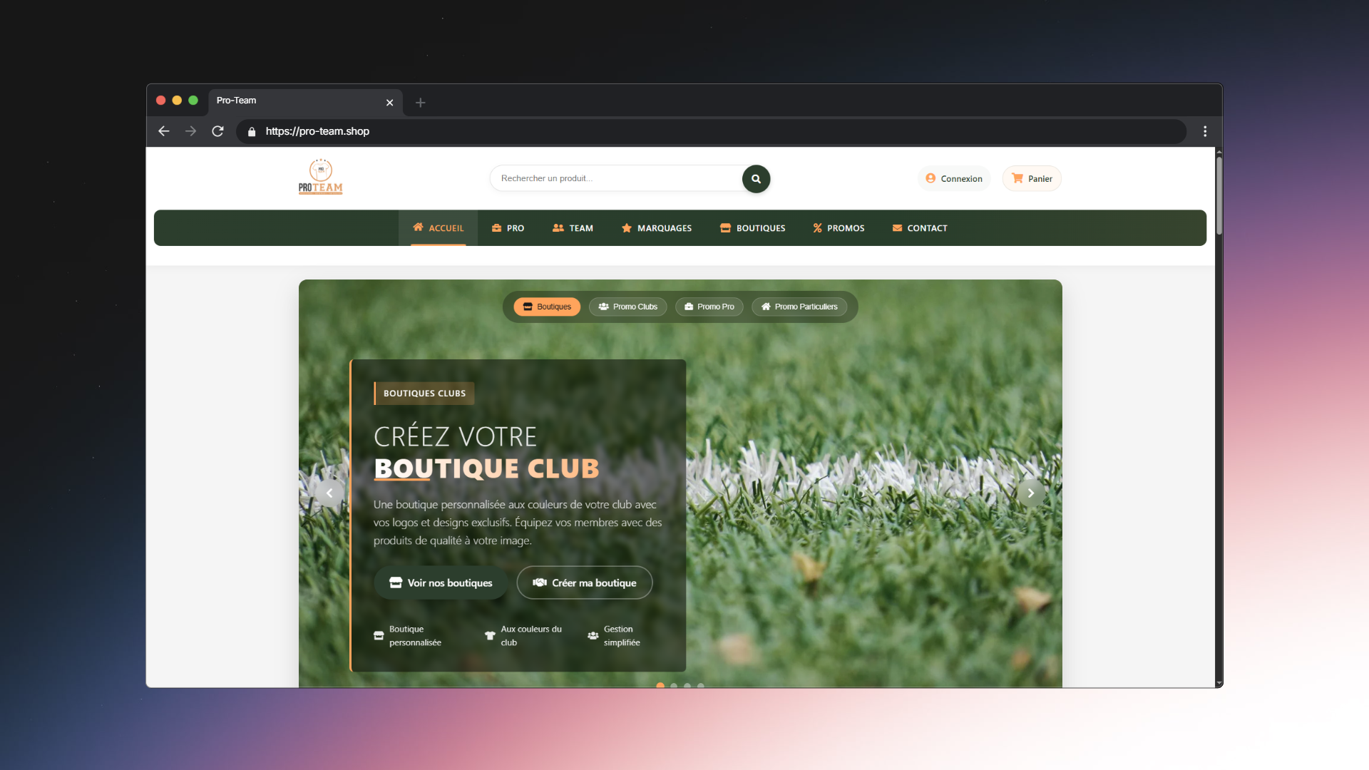 Pro Team - Créez votre boutique club